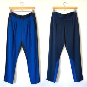 Chloe Crepe Pleated Trouser Blue and Navy